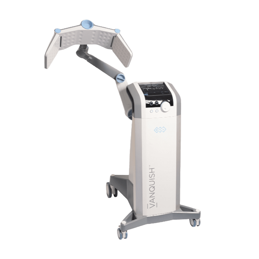 The "BTL Vanquish ME," a medical device with a wheeled base and an adjustable, wing-like arm equipped with multiple panels, is now available. Additionally, there is a used CO2 laser for sale along with other used cosmetic lasers.