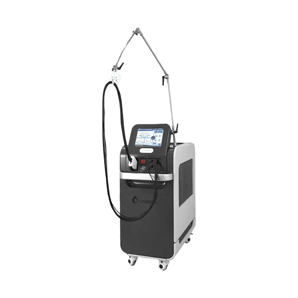 A used Candela Gentle Yag Pro aesthetic laser machine featuring a touch screen display and control buttons, mounted on wheels for easy mobility.